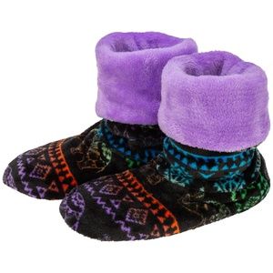 super cozy fleece slipper booties "Elephant and rainbows" brand new 8/9 - M/L